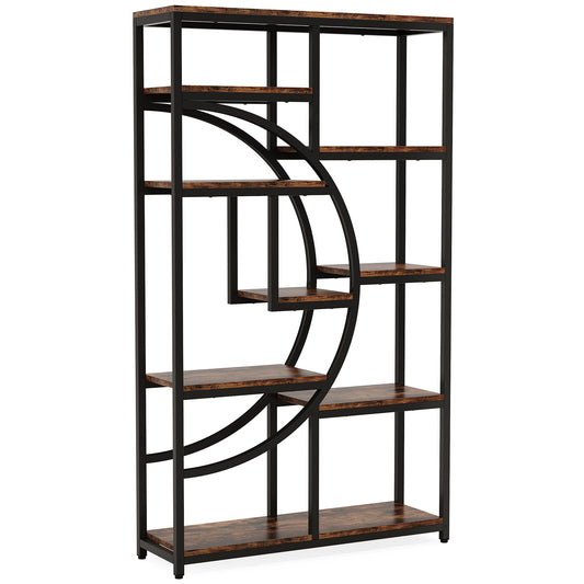 5 Tier Corner Etagere Bookshelf With 9 Open Shelves Storage Organizer For Living Room