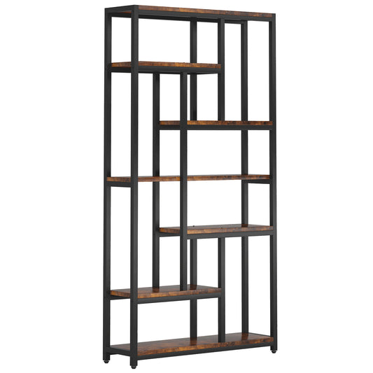 Extra Tall 7 Tier Industrial Etagere Bookcase With 10 Shelves Organizer