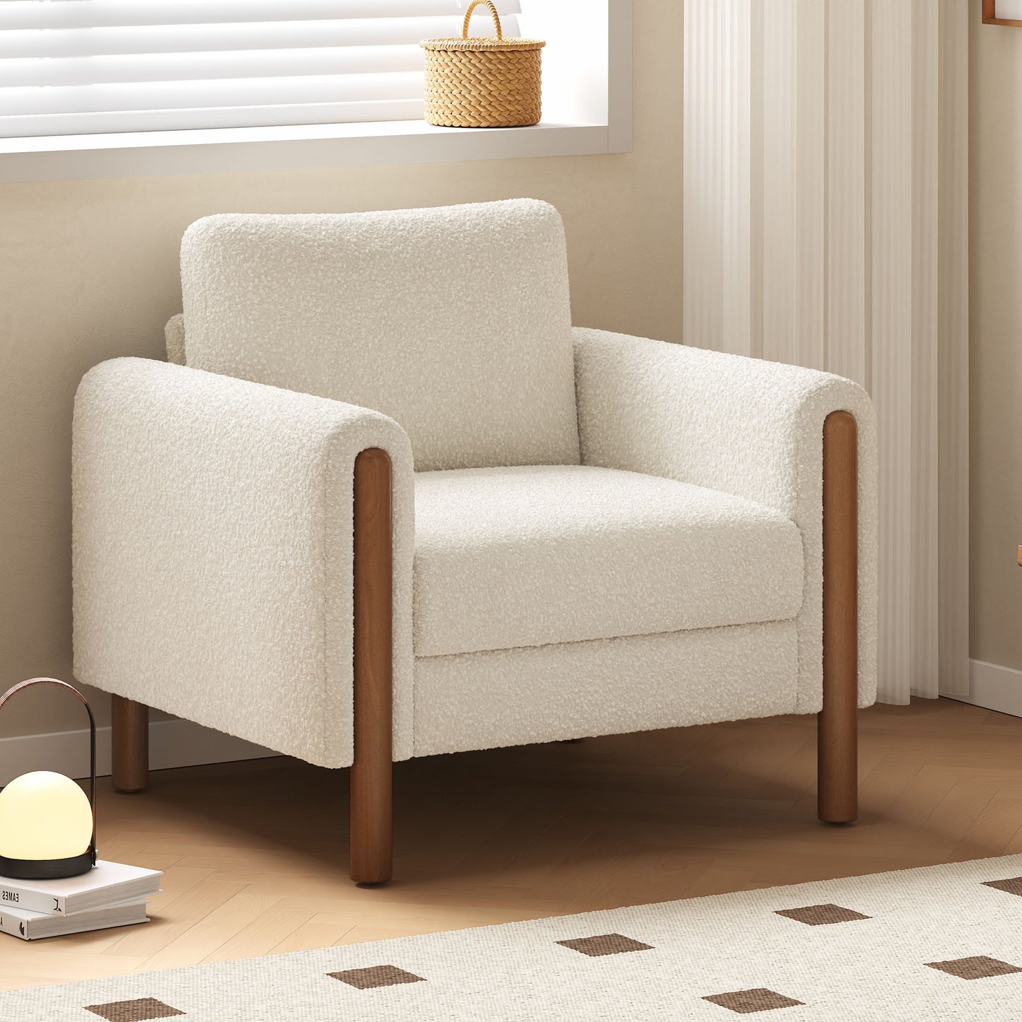 Oversized Accent Chair With Curved Armrests