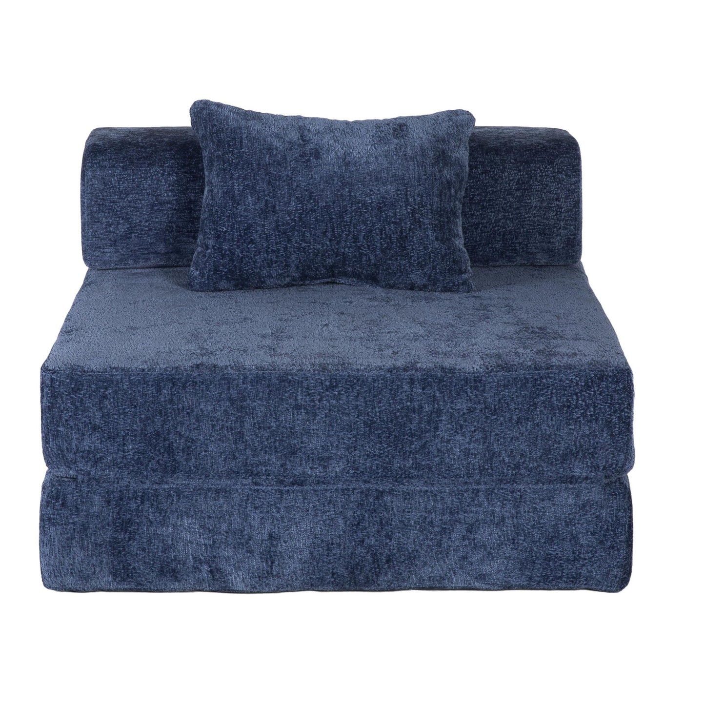 Convertible Floor Sofa Bed With Fixed Shape Frame For Living Room - Dark Blue