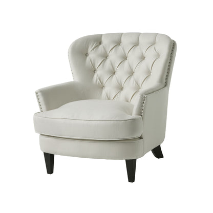 Modern Accent Chair Upholstered Foam Filled Living Room Chairs Comfy Reading Chair Mid Century Modern Chair, Armchair For Living Room Bedroom - Ivory