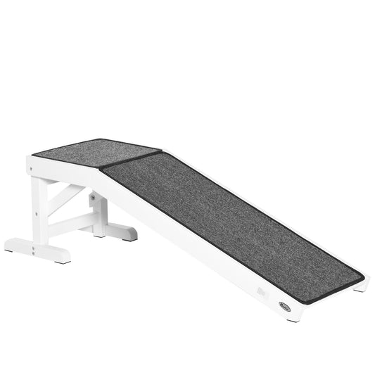 PawHut Dog Ramp for Bed, Pet Ramp for Dogs with Non-Slip Carpet and Top Platform, 49' x 16' x 14', White