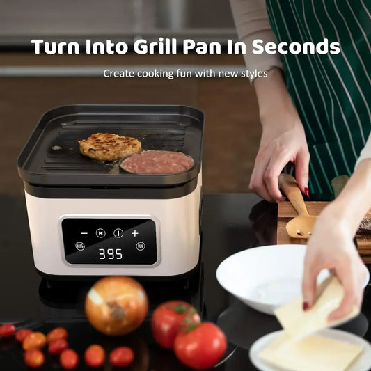 Air Fryer Oven and Frying Pan Combo, One-Touch Screen Small Air Fryer with 12 Precise Presets