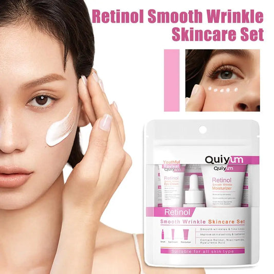 Retinol Facial Skin Care Gift Set Retinol Serum Face Cream Eye Cream with Nicotinamide Vitamin E Sodium Hyaluronate