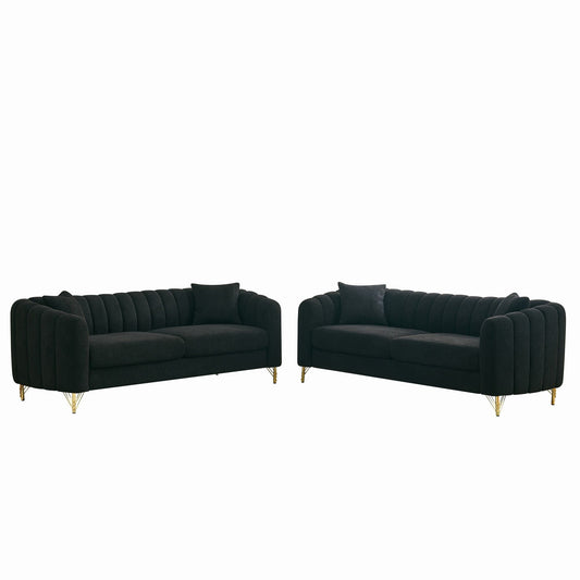 Oversized Sofa, 3 And 3 Seater, Tufted Couch For Living Room - Black