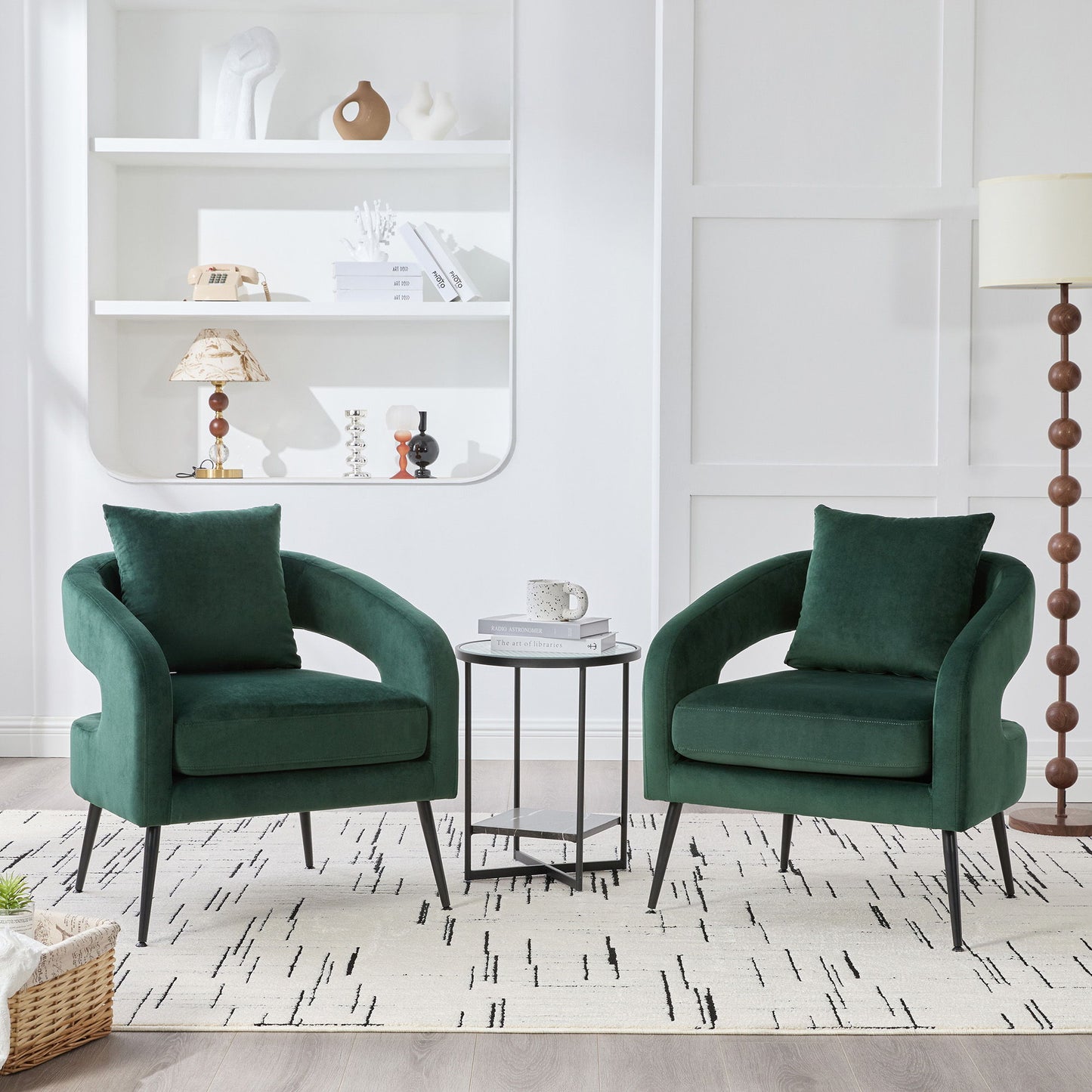 Open Back Accent Chair, Round Sofa Leisure Lounge - Green