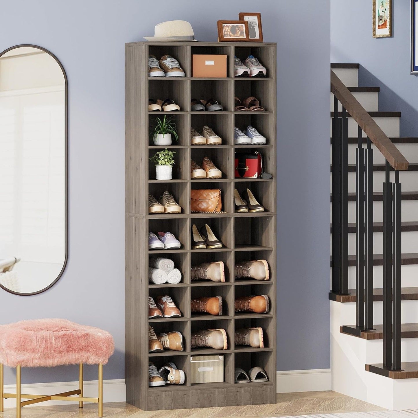 10 Tier Shoe Storage Cabinet With 30 Cubbies