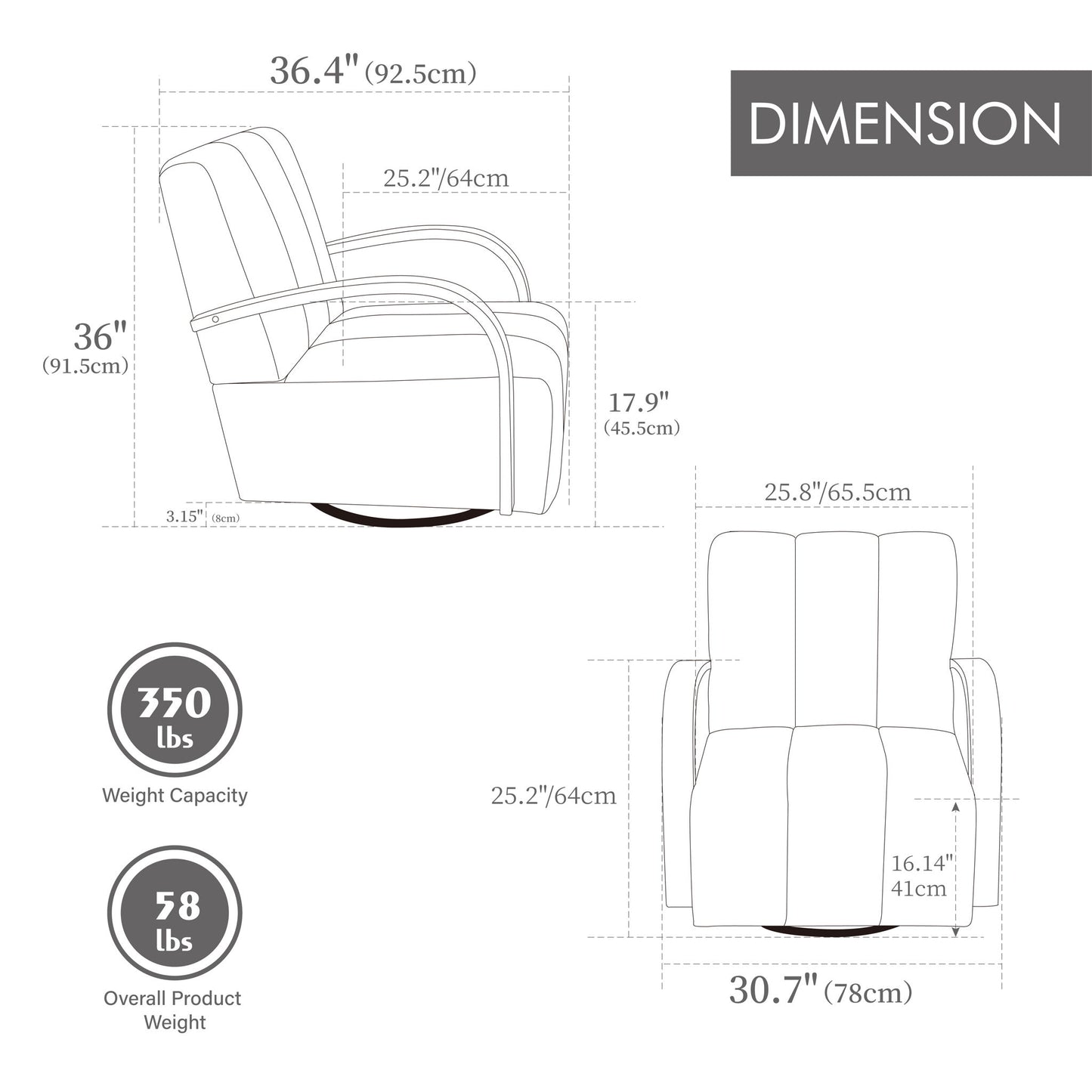 360° Swivel Accent Chair With Armrests - Charcoal