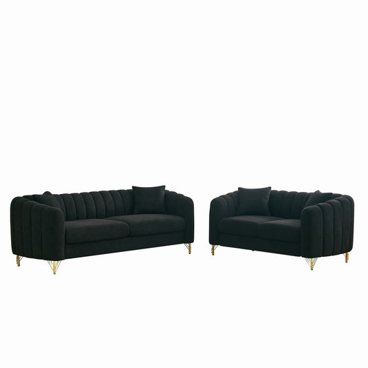 Oversized Sofa, 3 And 2 Seater Deep Tufted Couch - Black
