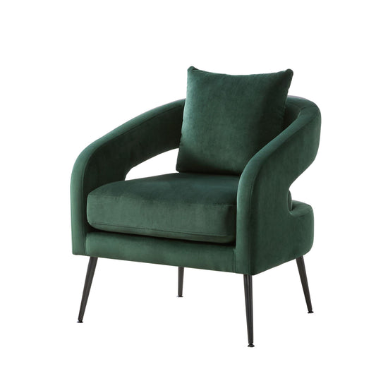 Open Back Accent Chair, Round Sofa Leisure Lounge - Green