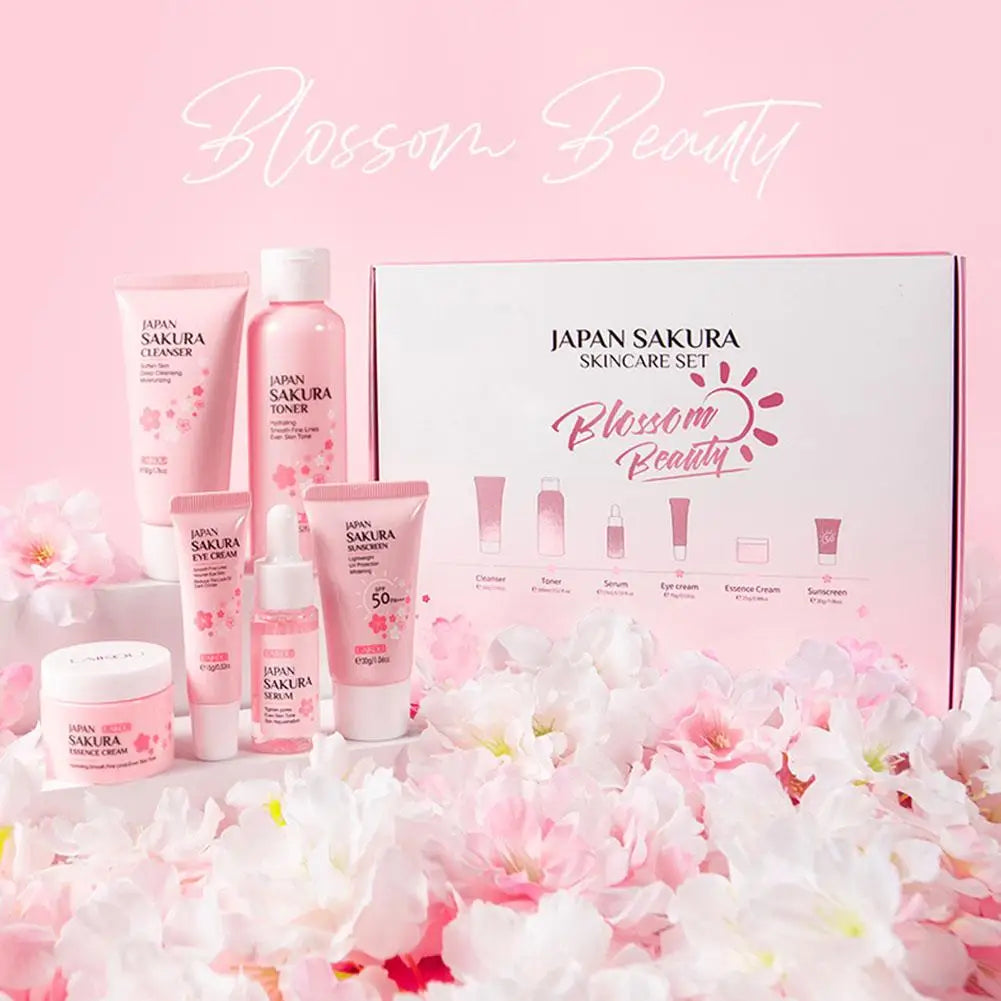 5/6pcs/set Japan Sakura Skin Care Set Serum Rejuvenating Cream Glowing Moisturizer Fade Blemishes