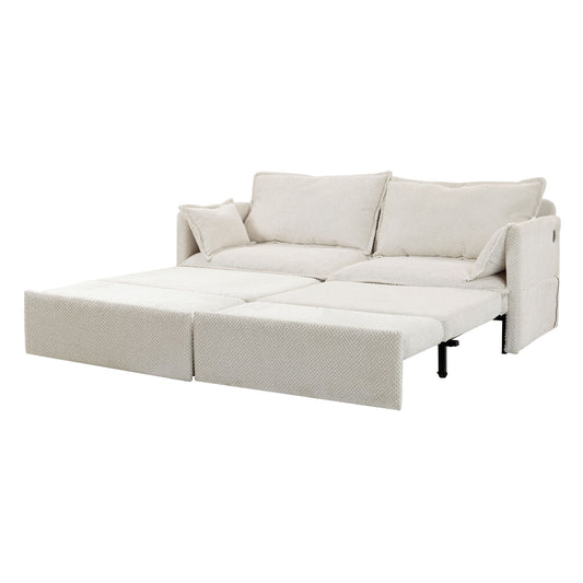 Pull Out Sofa Bed, Corduroy Convertible Sleeper Sofa Couch, Side Storage, And USB / C - Type Charging Ports Chair
