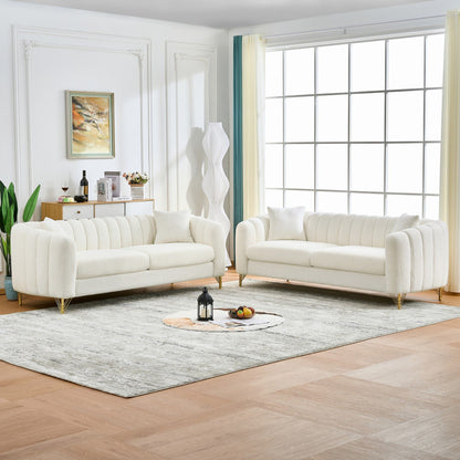 Oversized Sofa, 3 And 3 Seater, Tufted Couch For Living Room - Beige
