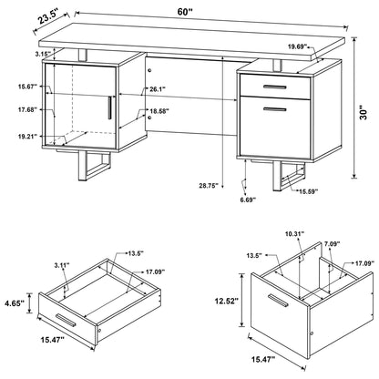 Contemporary 2 Drawer Computer Desk