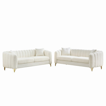 Oversized Sofa, 3 And 3 Seater, Tufted Couch For Living Room - Beige