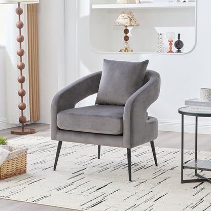 Open Back Accent Chair, Round Sofa Lounge Armchair - Charcoal