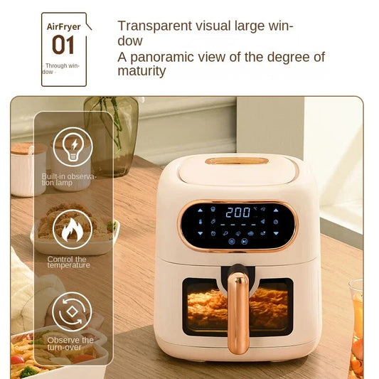 Air Fryer 4.5L Household Visual Window Smart Touch Electric Fryer French Fries Fryer Oil Free Oven Visualization 220V Hot sales