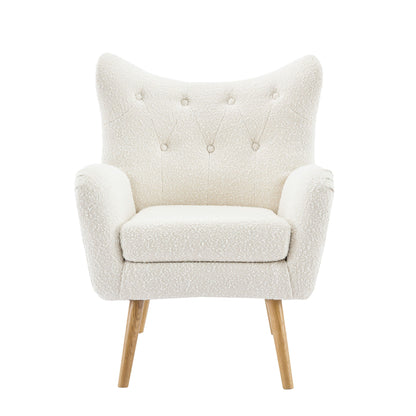 Mid - Century Modern Arm Chair With Wingback Design Wood Legs