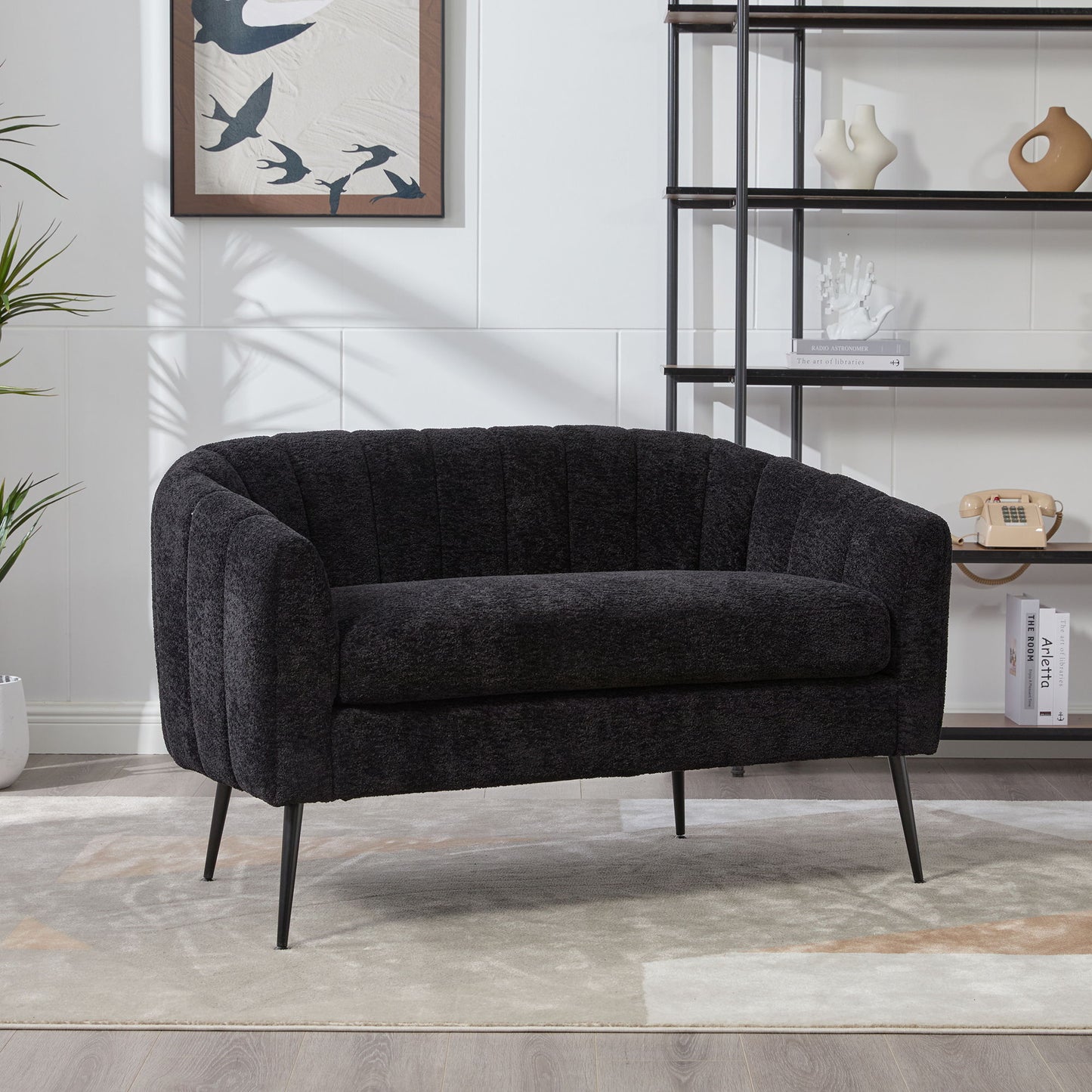 Glam Mini Loveseat, Accent Couch - Black
