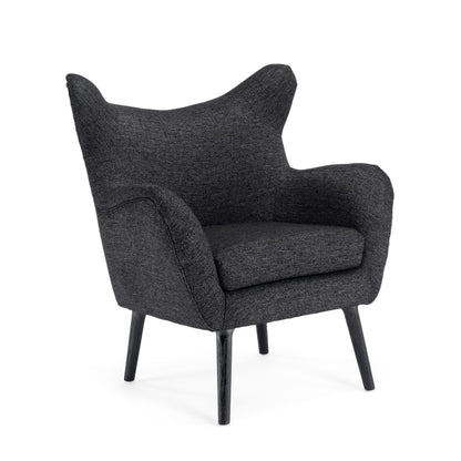Mid - Century Modern Arm Chair With Wingback Design Wood Legs