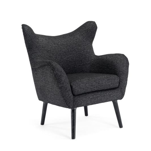 Mid - Century Modern Arm Chair With Wingback Design Wood Legs